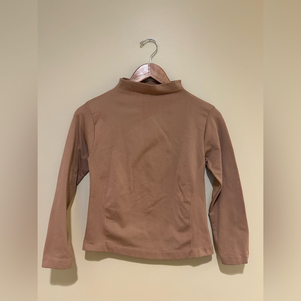 1970s Vintage Women’s Tan Long Sleeved Spandex Top Size Small
